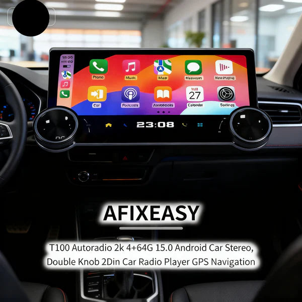 نظام AFIXEASY T100: شاشة 2K بنظام أندرويد 15.0 وأزرار تحكم مزدوجة – الترقية الشاملة والذكية لسيارتك في الإمارات والبحرين