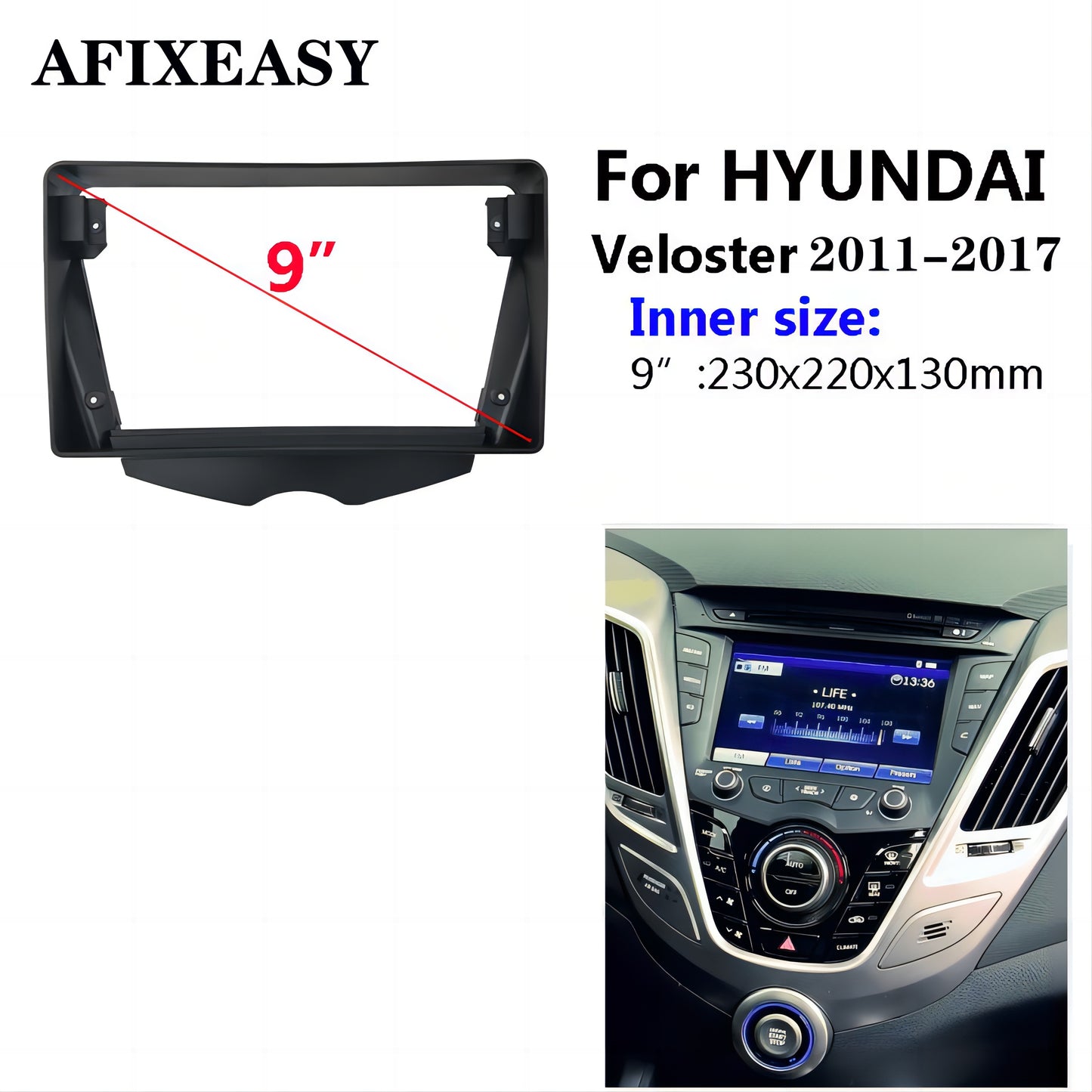 Car radio panel for Hyundai Veloster, car stereo dashboard, reset installation, 2 DIN, CD DVD frame, 9inch 2011 2012 2013 2014 2015 2016 2017 Cars Navtigation GPS Frames Android Screen TS18 XY-203