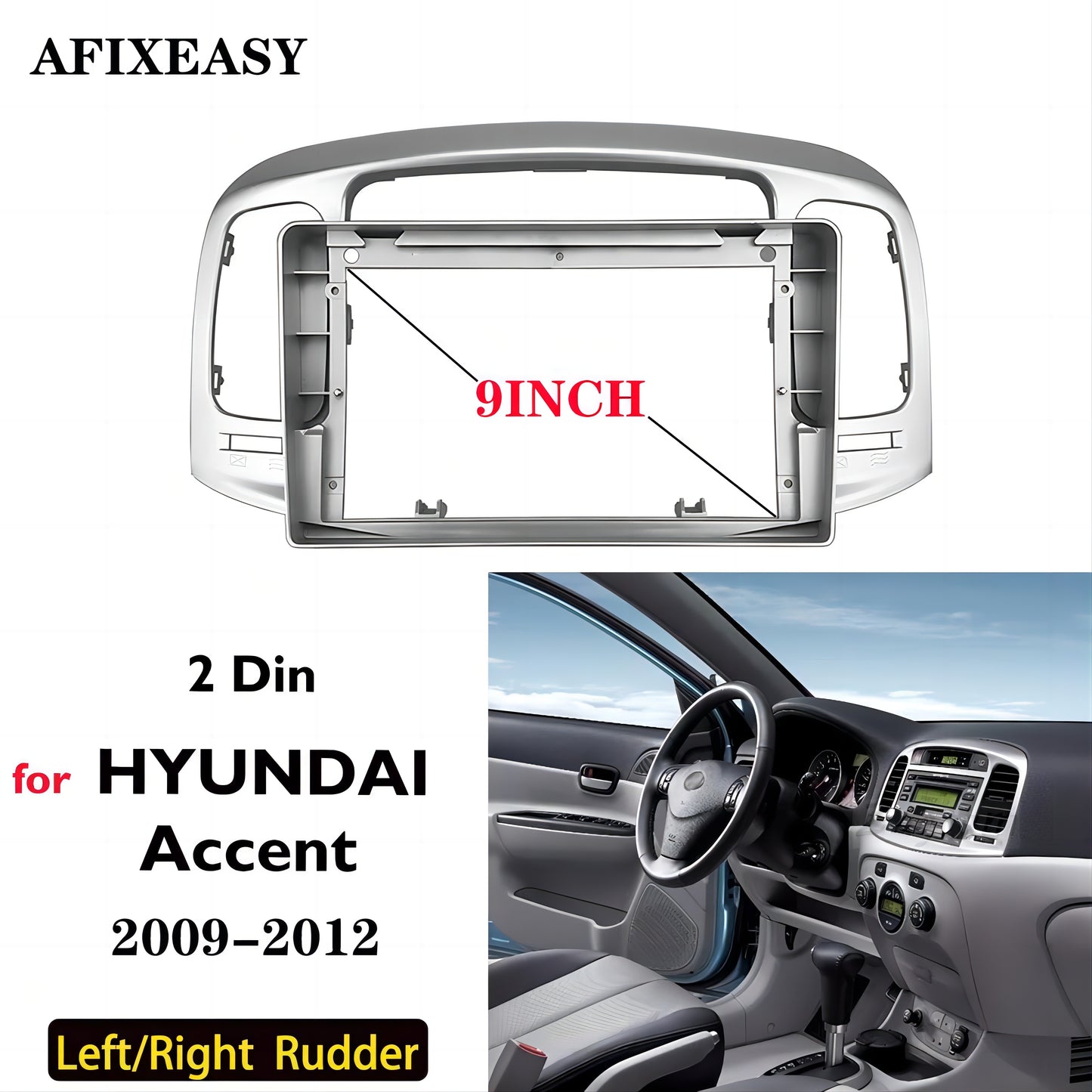 High Quality ABS 9 Inch 2 Din Car Video Fascia Panel for HYUNDAI Accent 2009 - 2012 DVD Audio Frame Dashboard Mount Kit Stereo Natigation Frames Android Screen TS18