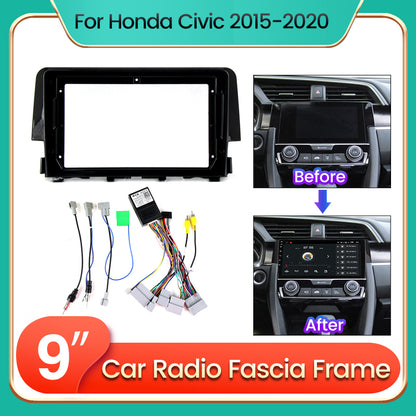 High Quality 9inch screen size adapter audio car dvd frame socket for honda civic 2015 2016 2017 2018 2019 2020 for car radio player dashboard trim games facia Android Screen TS18 XY-007