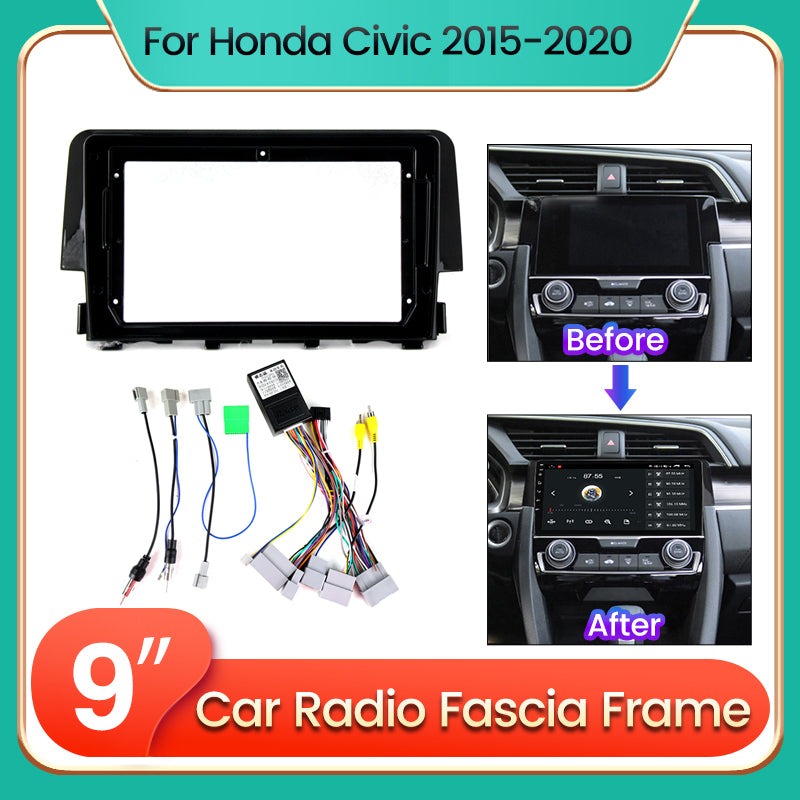 High Quality 9inch screen size adapter audio car dvd frame socket for honda civic 2015 2016 2017 2018 2019 2020 for car radio player dashboard trim games facia XY-007