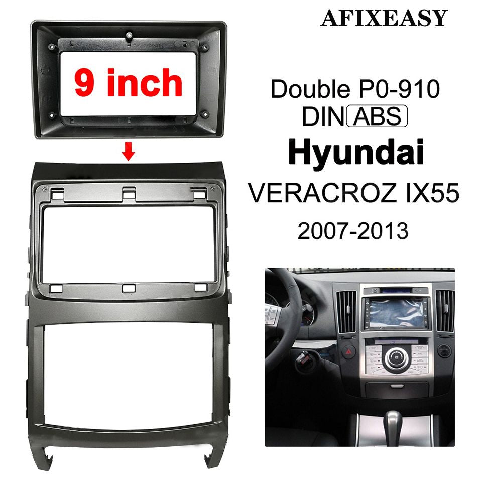 9inch 1-2Din Car DVD Frame Audio Fitting Adaptor Dash Trim Kits Facia Panel For Hyundai Veracruz ix55 Double Din Radio Player 2007 2008 2009 2010 2011 2012 2013 Stereo Navigation Frame XY-201