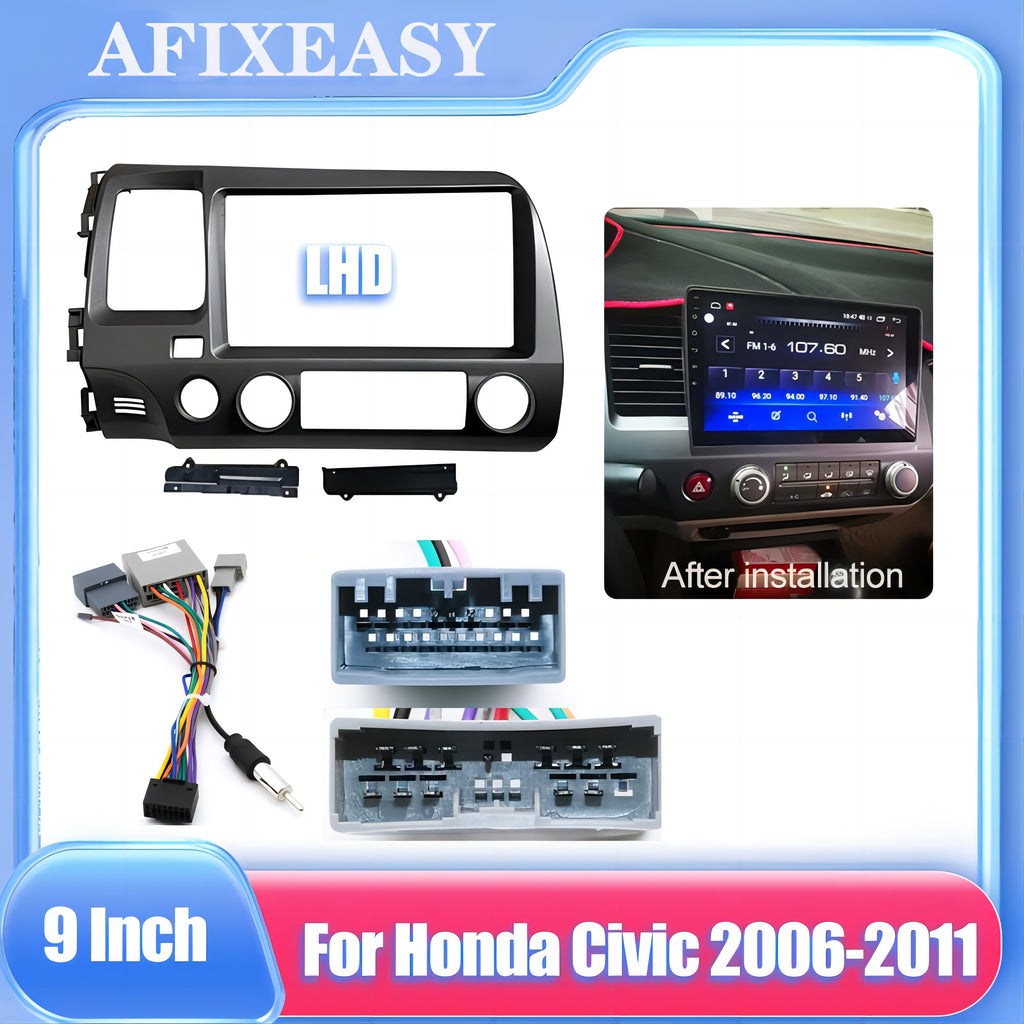 Hot selling 9inch Car Radio Fascia Panel For Honda Civic 2006 2007 2008 2009 2010 2011 Stereo Dash Frame Trim XY-012