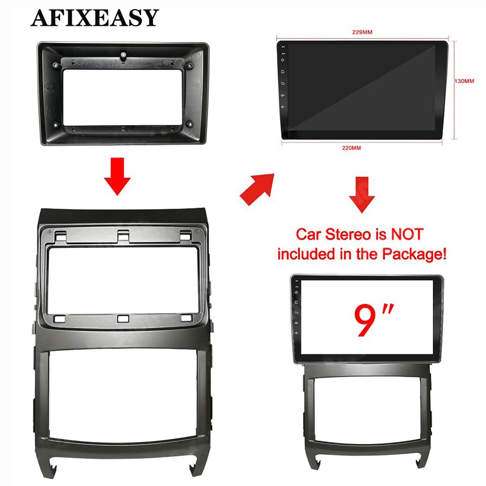 9inch 1-2Din Car DVD Frame Audio Fitting Adaptor Dash Trim Kits Facia Panel For Hyundai Veracruz ix55 Double Din Radio Player 2007 2008 2009 2010 2011 2012 2013 Stereo Navigation Frame XY-201