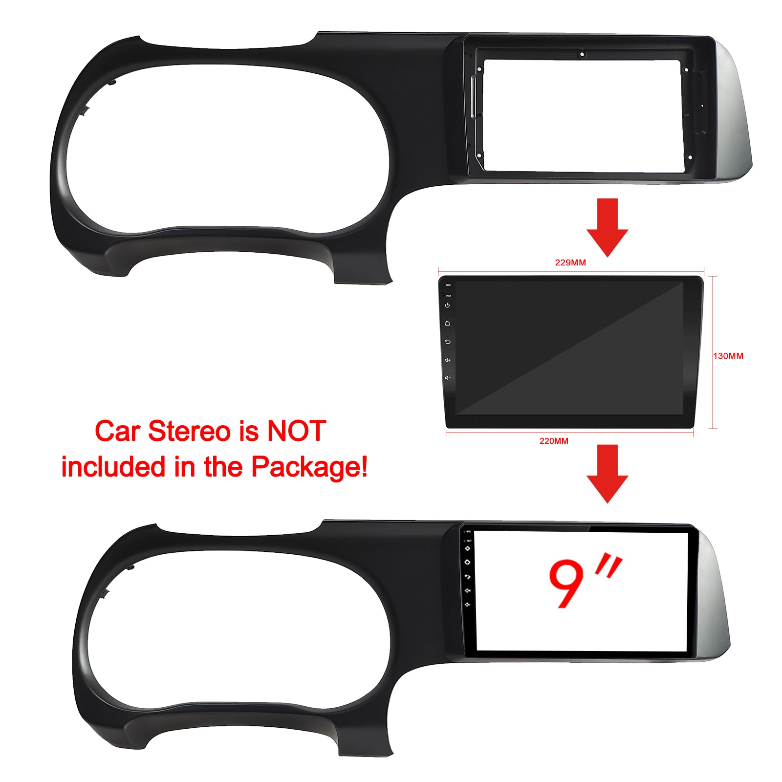 Hot selling 9 Inch Car Radio Fascias Trim For HYUNDAI I10 2020 Fascia Audio Fitting Adaptor Panel Frame Kit Dash 2din Car DVD Navigation Frame Android Screen TS18 XY-108