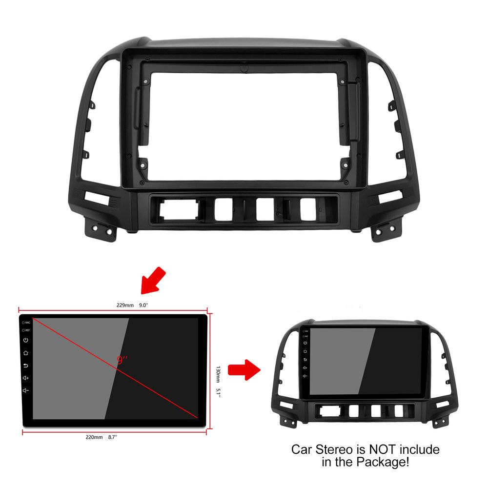 Car Fascia For HYUNDAI IX45/ santa fe 2006 2007 2008 2009 2010-2012 Panel Double Din Dash Installation Kit Car DVD Radio Frame Navigation Stereo 9inch Frames XY-193