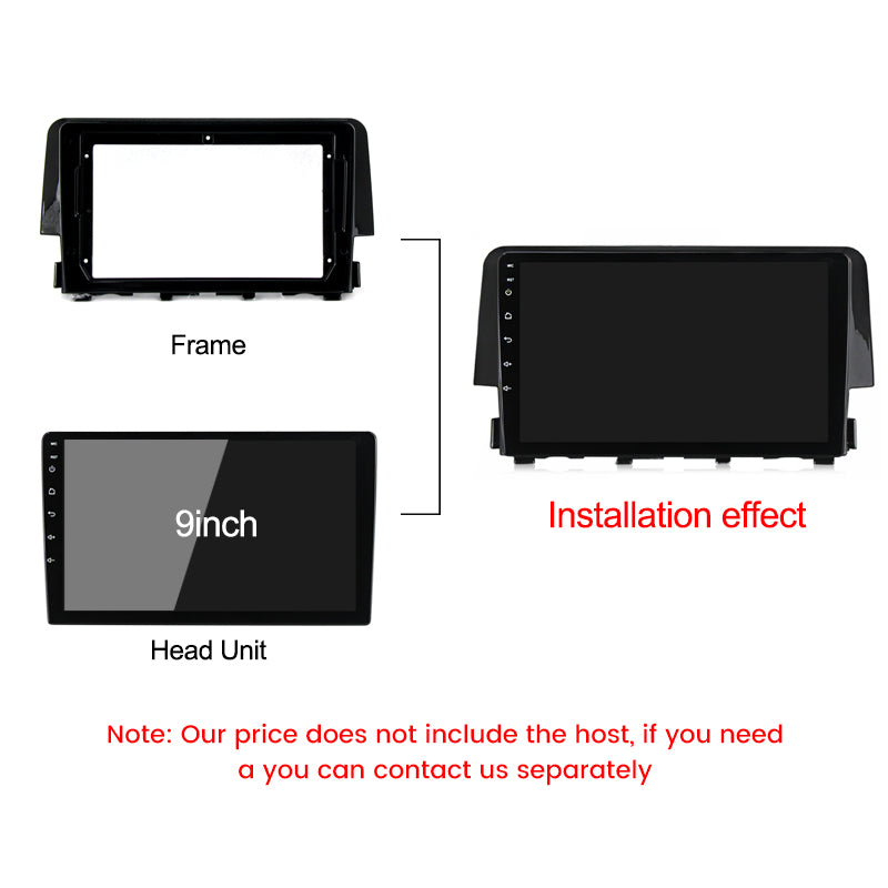 High Quality 9inch screen size adapter audio car dvd frame socket for honda civic 2015 2016 2017 2018 2019 2020 for car radio player dashboard trim games facia Android Screen TS18 XY-007