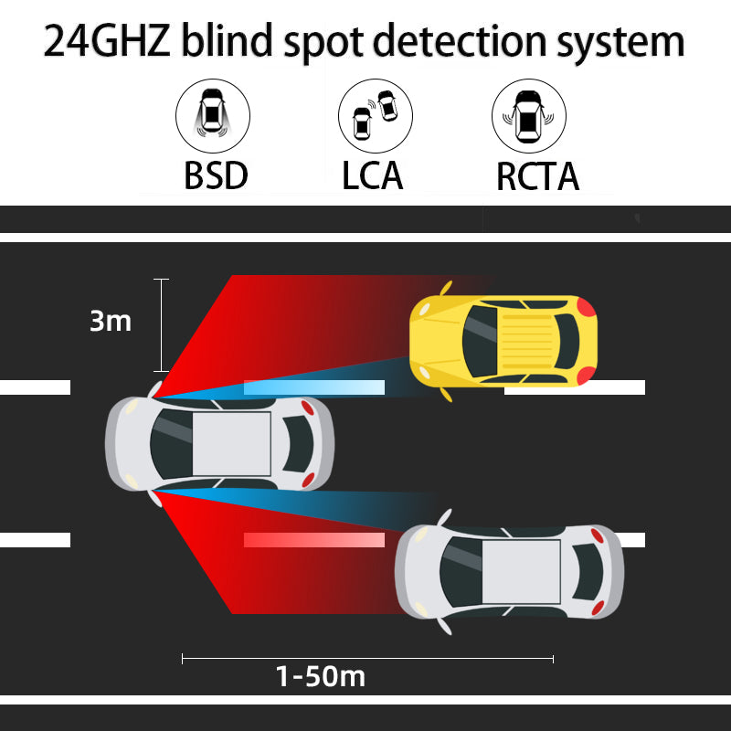 Universal BSD Blind Spot Monitoring System | 24GHz Microwave Radar Lane Change Assist | Vehicle Safety Blind Zone Detection Alert with LED Indicators