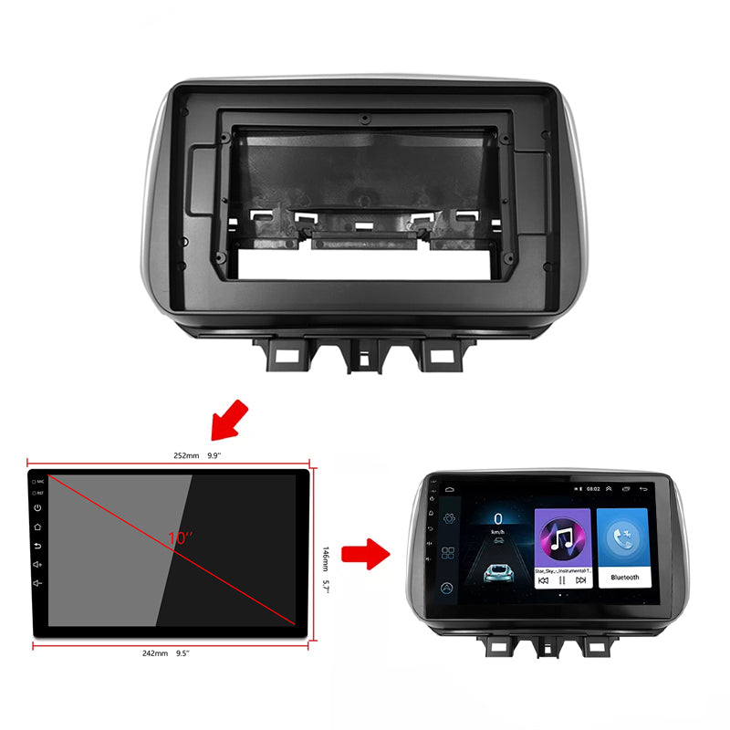 High Quality 1-2Din Car DVD Frame Audio Fitting Adaptor Dash Facia Panel 10inch For HYUNDAI TUCSON 2018-2019 Double Din Radio Car Player Navigation Android Cars Radio Frame