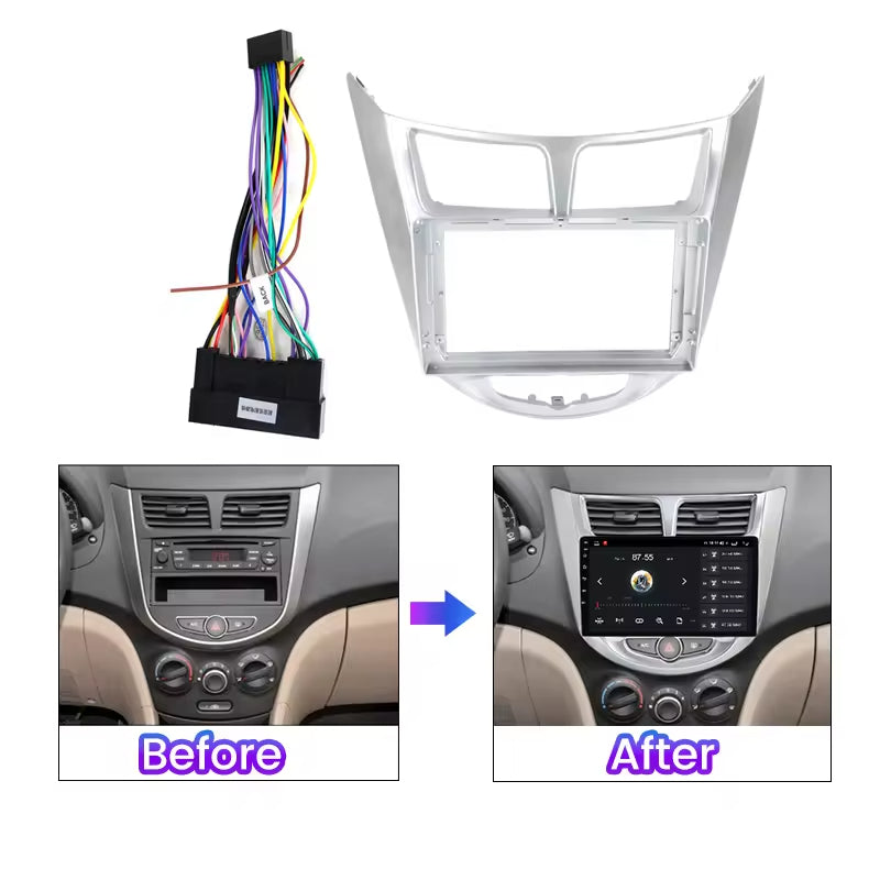 High Quality 9inch Abs Car Frame Radio For Hyundai 2011-2015 I-25/Accent/Solaris/Verna Double Din Car Radio Plastic Frame Panel Special Frame Android Radio Car Monitor Frames Car Stereo Frame