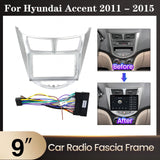 High Quality 9inch Abs Car Frame Radio For Hyundai 2011-2015 I-25/Accent/Solaris/Verna Double Din Car Radio Plastic Frame Panel Special Frame Android Radio Car Monitor Frames Car Stereo Frame