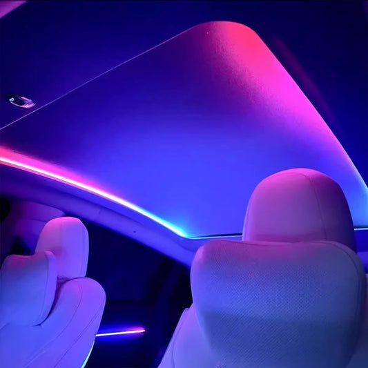 AFIXEASY Tesla Model Y/3 Smart Electric Sunshade - Voice-Controlled, Sun-Blocking, Heat-Insulating Roof Curtain with Ambient Lighting