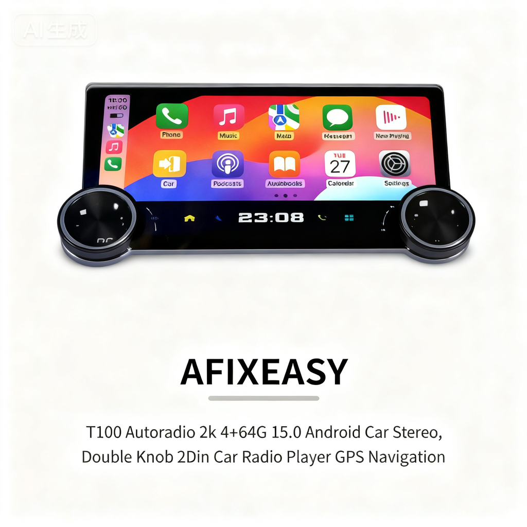 T100 Car Multimedia stereos 2k 4+64G Autoradio 15.0 android audio Middle double knob Car Stereo 2Din car radio player GPS navigation
