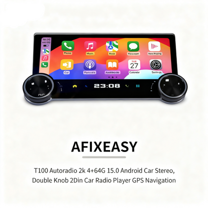 T100 Car Multimedia stereos 2k 4+64G Autoradio 15.0 android audio Middle double knob Car Stereo 2Din car radio player GPS navigation