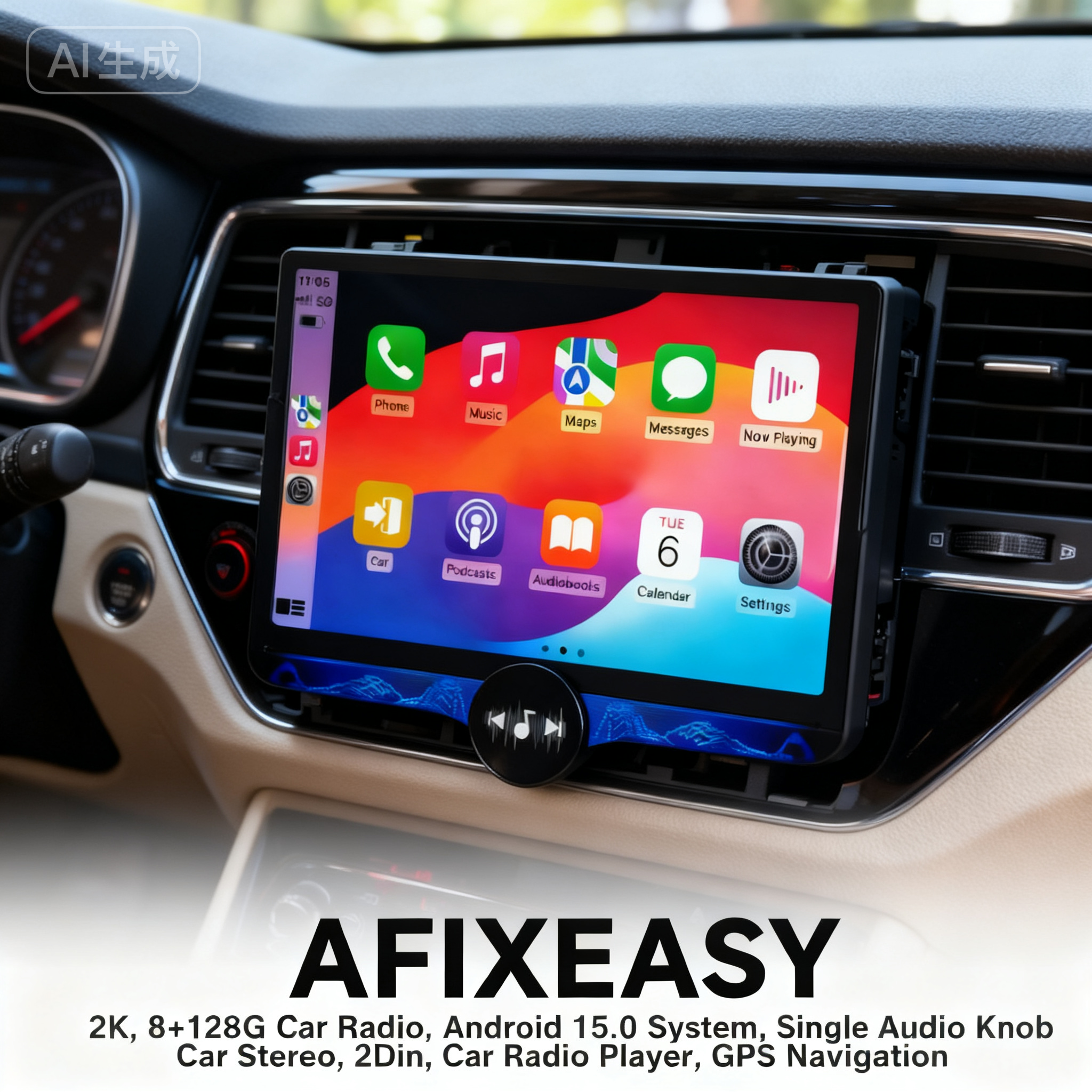 T133 Car Multimedia stereos 2k 8+128G Autoradio 15.0 android audio Middle single knob Car Stereo 2Din car radio player GPS navigation