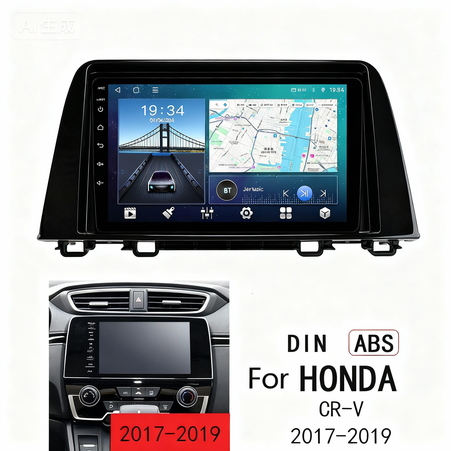 High Quality Fits Honda CRV 2017 9'' Car Radio Stereo Frame Panel Trim Free Toolkit Android Screen TS18 XY-220