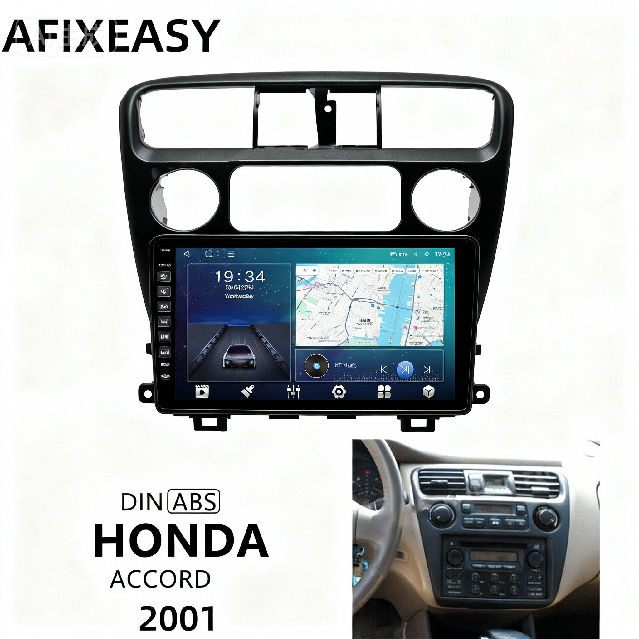 9'' Car 2din Radio Stereo Frame Fascia Panel Trim for Honda Accord 6th 2001 Car Accessory Install Panel Dashboard cars Stereo Audio Multimedia Player Frames Android Screen TS18 XY-213