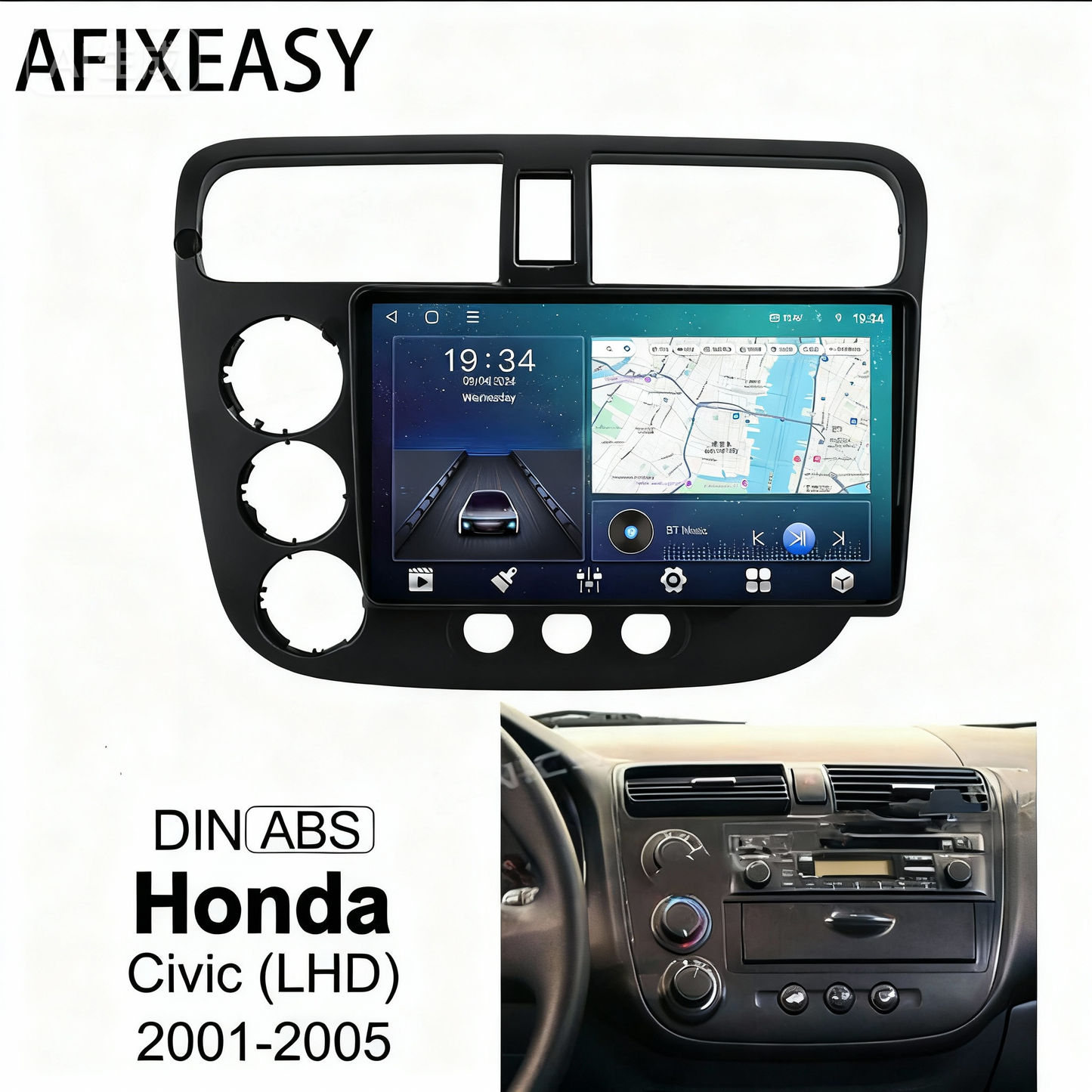9'' Car Radio Stereo Frame Fascia Panel Trim for Honda Civic 2001 2002 2003 2004 2005 tool kit Android Screen TS18 XY-216