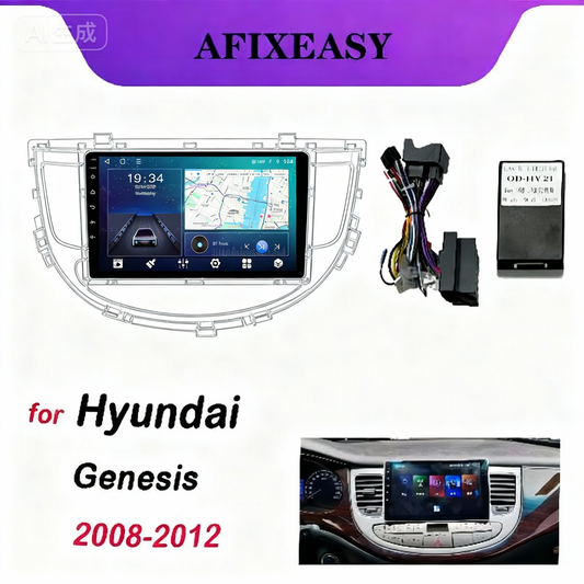 Plastic Dashboard Trim Frame, Car Radio, Dashboard Mounting Kit, Cable and CAN Bus Box, 2 DIN, 9" for Hyundai Genesis 2008 2009 2010 2011 2012 Navigation Stereo Frames Android Screen TS18 XY-202