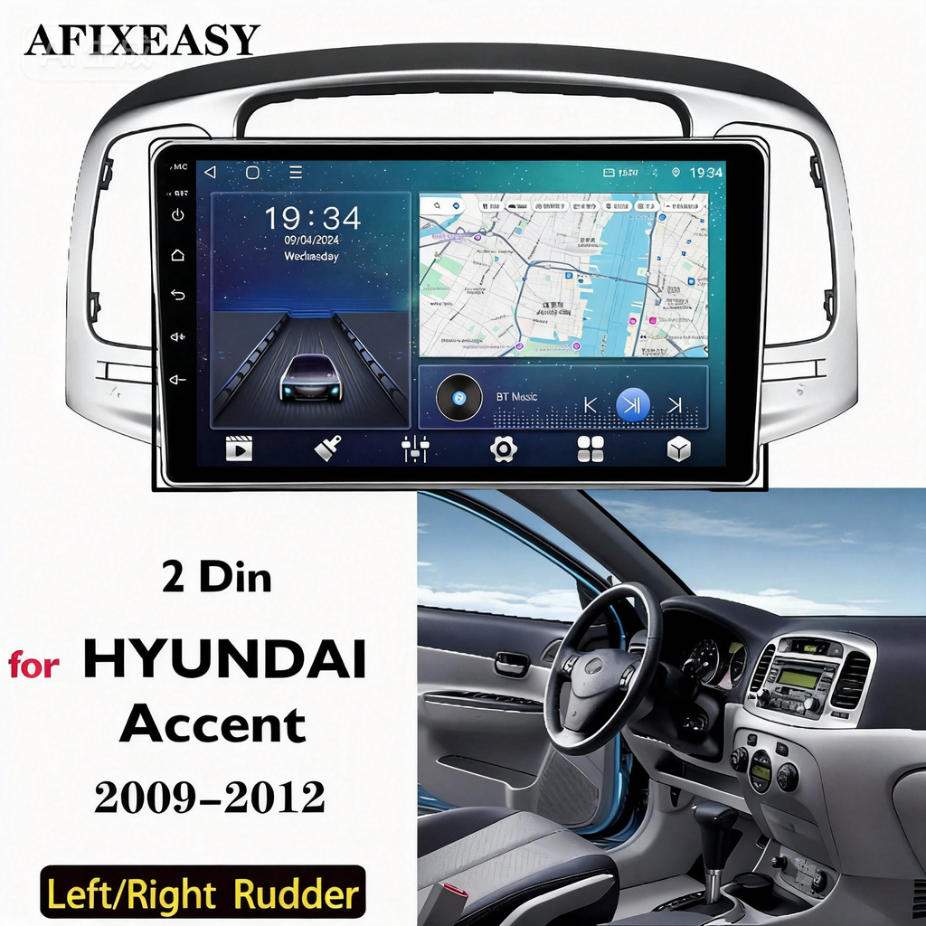 High Quality ABS 9 Inch 2 Din Car Video Fascia Panel for HYUNDAI Accent 2009 - 2012 DVD Audio Frame Dashboard Mount Kit Stereo Natigation Frames Android Screen TS18