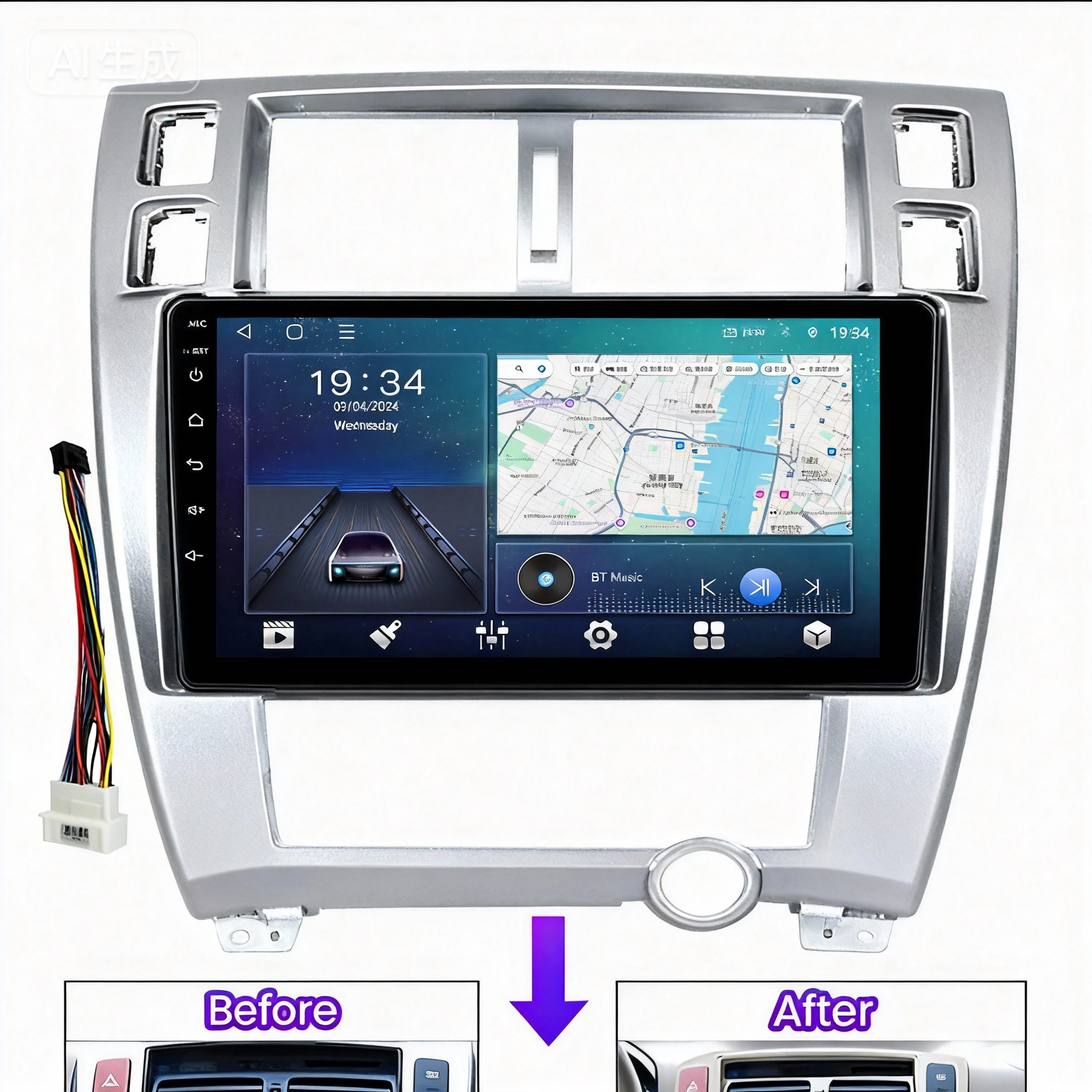 2Din Car DVD Frame Audio For Hyundai Tucson 2006-2012 Fitting Adaptor Dash Trim Kits Facia Panel Navigation Stereo Frames Android Screen TS18 XY-196