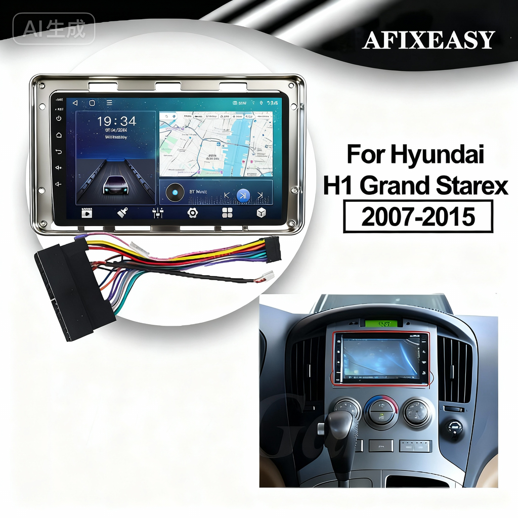 9 inch 2Din Car DVD Frame Audio Fitting Adaptor Dash Trim Kits Facia Panel For Hyundai H1manual ac Grand Starex 2007 2008 2009 2010 2011 2012 2013 2014 2015 Navigation Cable Player Frames Android Screen TS18  XY-200