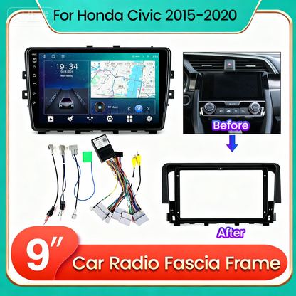 High Quality 9inch screen size adapter audio car dvd frame socket for honda civic 2015 2016 2017 2018 2019 2020 for car radio player dashboard trim games facia Android Screen TS18 XY-007