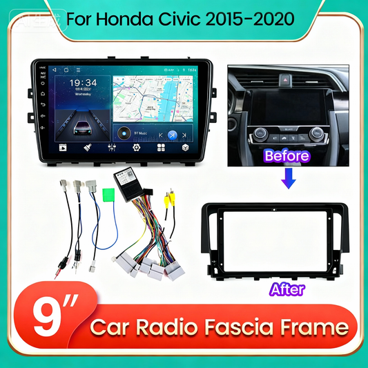 High Quality 9inch screen size adapter audio car dvd frame socket for honda civic 2015 2016 2017 2018 2019 2020 for car radio player dashboard trim games facia Android Screen TS18 XY-007
