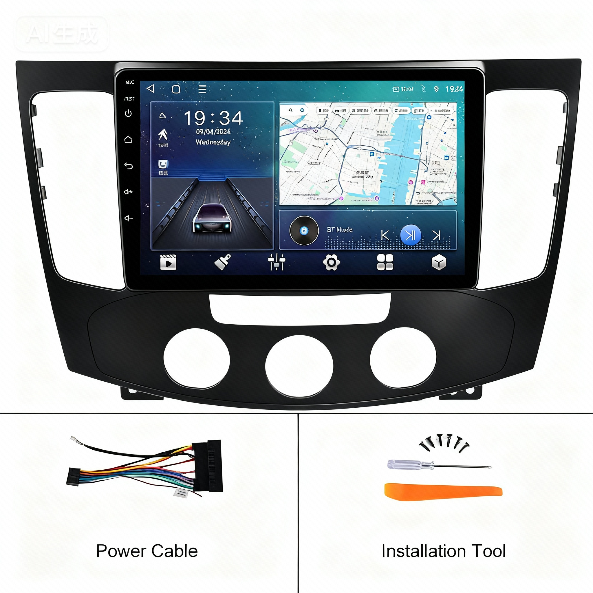 9" Car Radio Stereo Frame Fascia Panel Manual AC For Hyundai Sonata NF 2009-2011 car parts interior dashboard navigation touch screen car DVD player mounting rack racing dashboard Build-in 2DIN Android Screen TS18