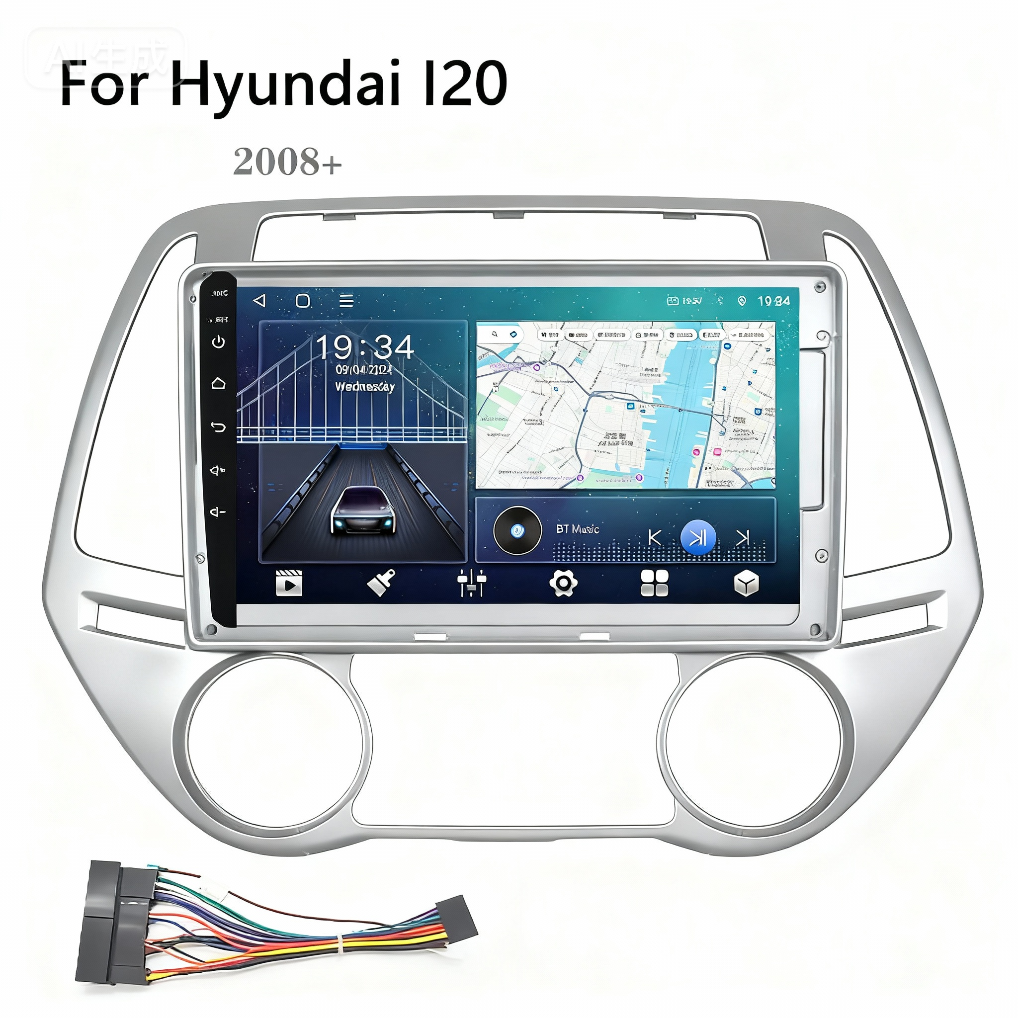 9inch Car Radio Fascia Multimedia Player Head Unit Frame Kit Auto Stereo Dash Panel Cover Holder For HYUNDAI I20 2008 2009 2010 2011 2012 2013 2014 cars Navigation GPS Frames Android Screen TS18  XY-198