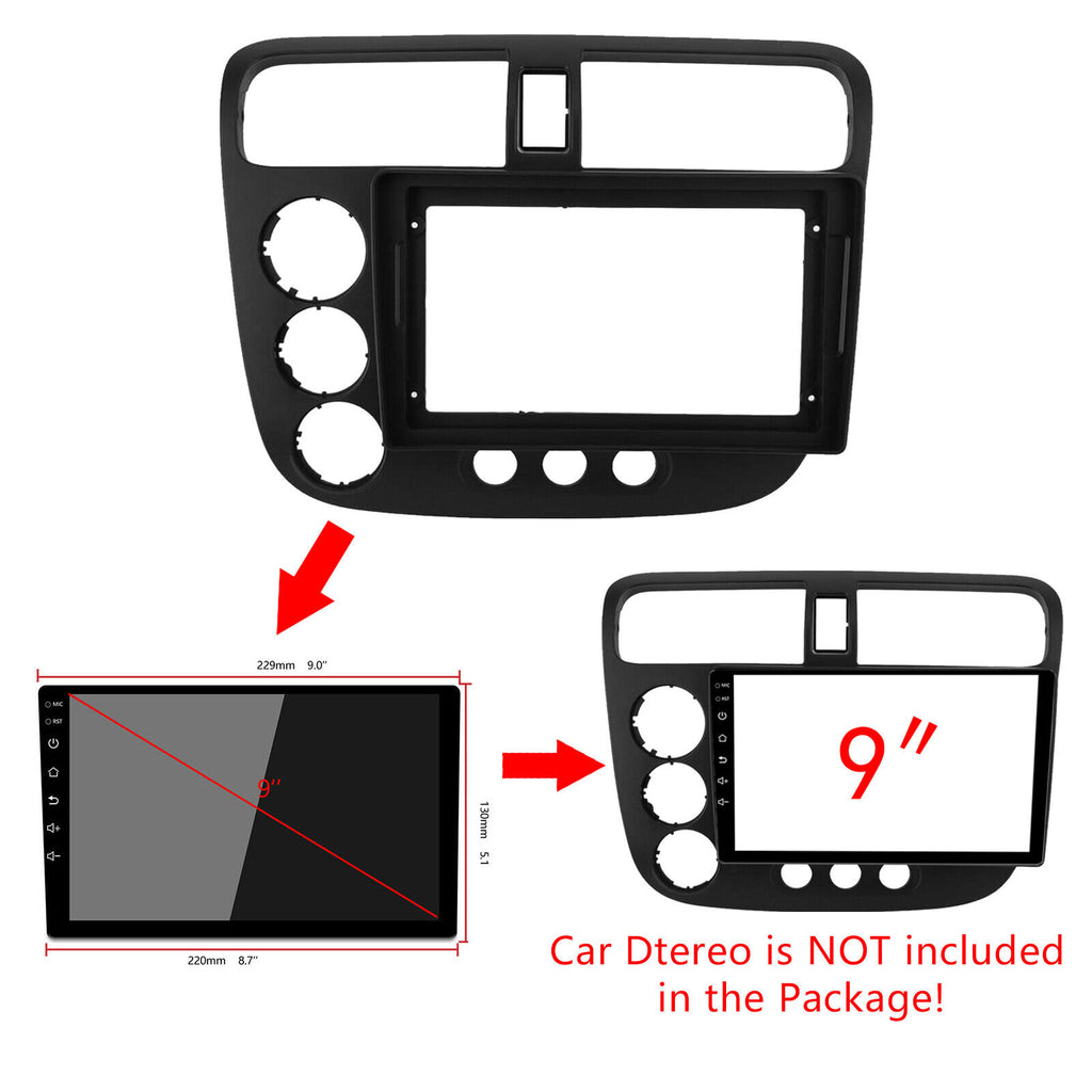 9'' Car Radio Stereo Frame Fascia Panel Trim for Honda Civic 2001 2002 2003 2004 2005 tool kit XY-216