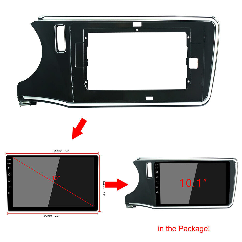 High quality 10.1" car radio front trim panel frame mounting panel dashboard for Honda city LHD 14-16 XY-223