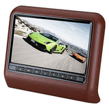 Afixeasy Universal 9 Inch Brown Car Headrest DVD Video Player Automobiles Rear Seat Entertainment System HDMI Headrest Pillow Digital Screen Monitor Support USB&SD Slot