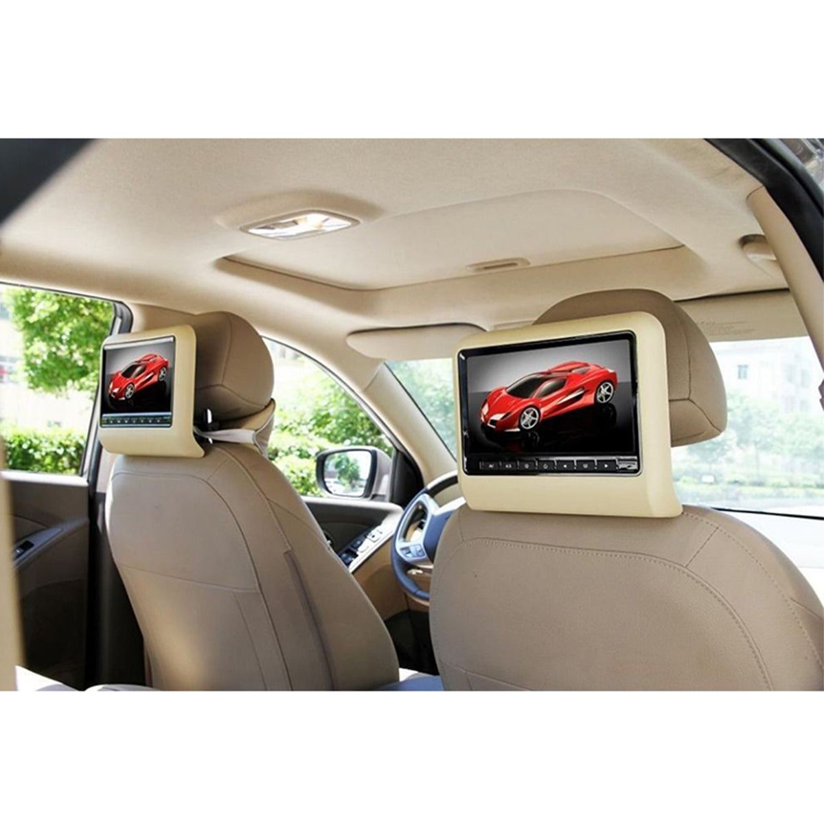 Afixeasy Universal 9 Inch Beige Android Multifunctional DVD Player Car Back Seat Headrest Monitor