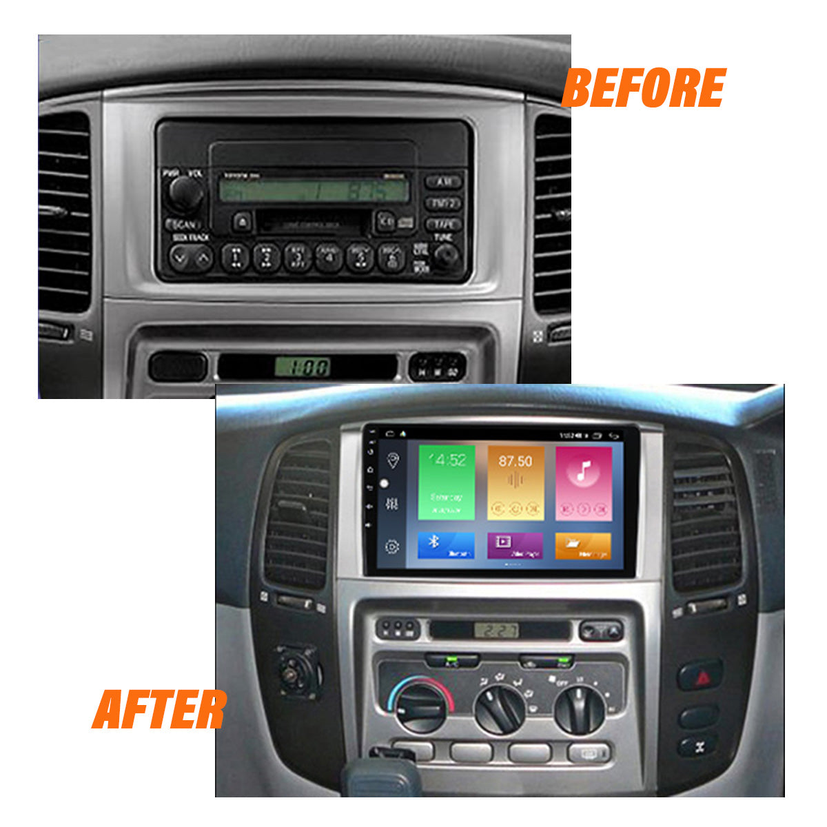 Android 10 Car Radio for Toyota Land Cruiser 2004-2006 IPS Screen 9 Inch Rom 2GB 32GB Car Video Multimedia Player Support GPS 4G Network Carplay DSP Android Screen TS18 XY-066