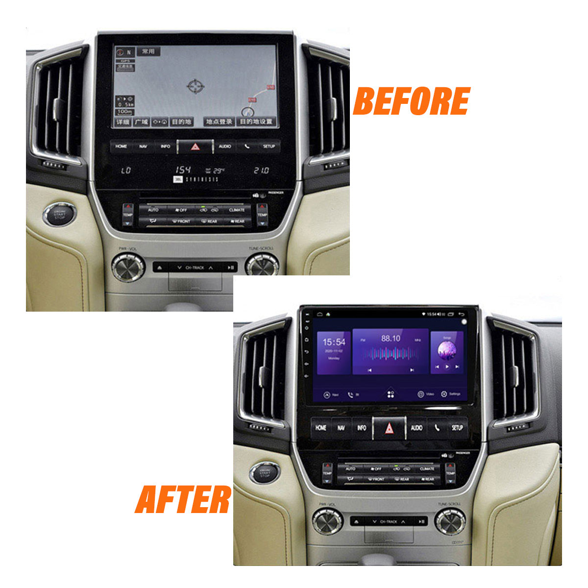 Android 10 Car Radio for Toyota Land Cruiser 2016-2020 IPS Screen 9 Inch Rom 2GB 32GB Car Video Multimedia Player Support GPS 4G Network Carplay DSP Android Screen TS18 XY-067
