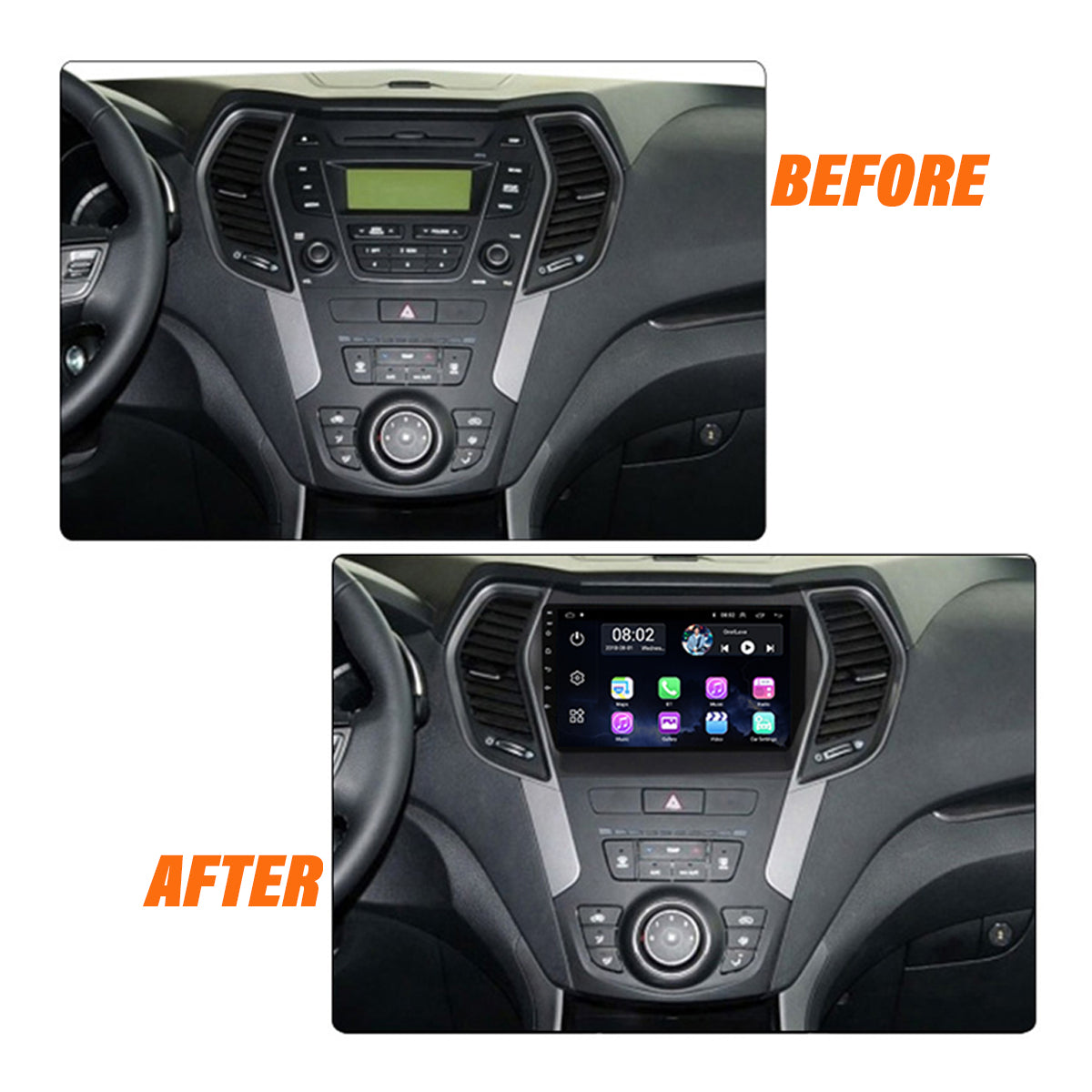 Android 10 Car Radio for Hyundai SANTAFE 2012-2019 IPS Screen 9 Inch Rom 2GB 32GB Car Video Multimedia Player DVD Video Navigation Support GPS 4G Network Carplay DSP Android Screen TS18 XY-079