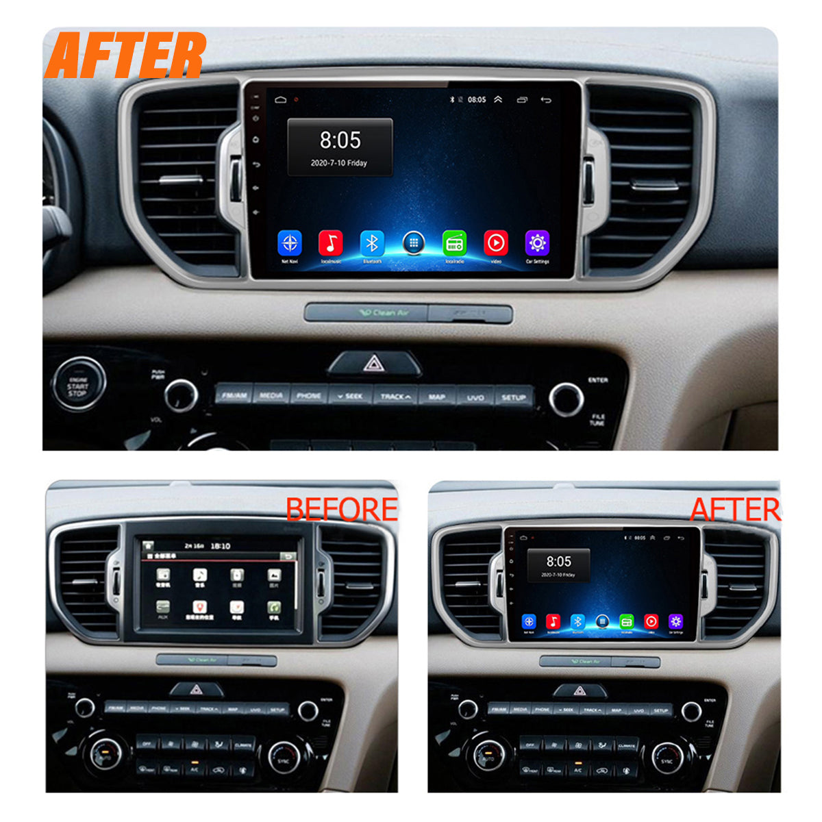 Android 10 Car Radio for KIA SPORTAGE 2019 IPS Screen 9 Inch Rom 2GB 32GB Car Video Multimedia Player Support GPS 4G Network Carplay DSP XY-039