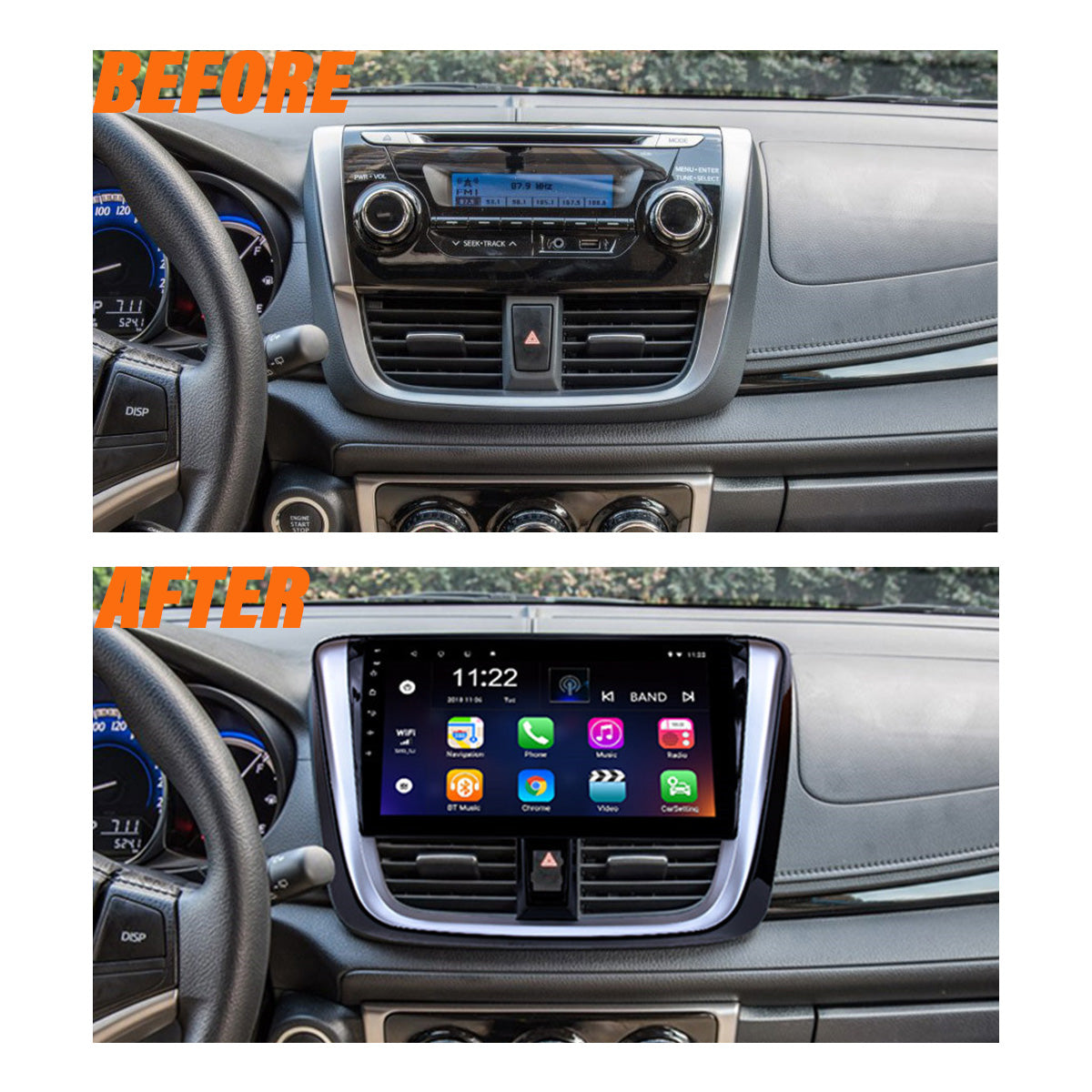 Android 10 Car Radio for TOYOTA YARIS 2014-2017 IPS Screen 10 Inch Rom 2GB 32GB Car Video Multimedia Player Support GPS 4G Network Carplay DSP Android Screen TS18 XY-054