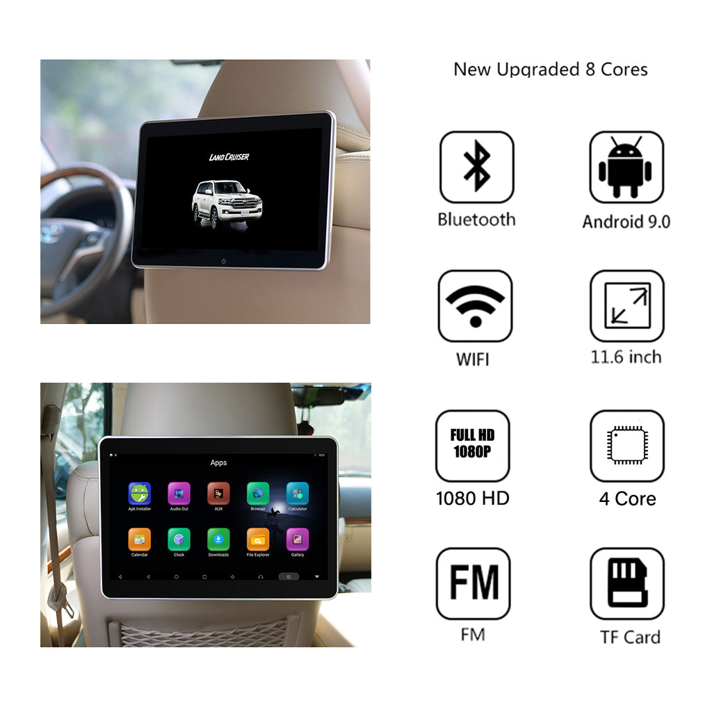 Afixeasy 11.6 Inch Car Headrest DVD Video Player for Toyota Land Cruiser 2016-2021 Automobiles Rear Seat Entertainment System HDMI Headrest Pillow Digital Screen Monitor Support USB&SD Slot