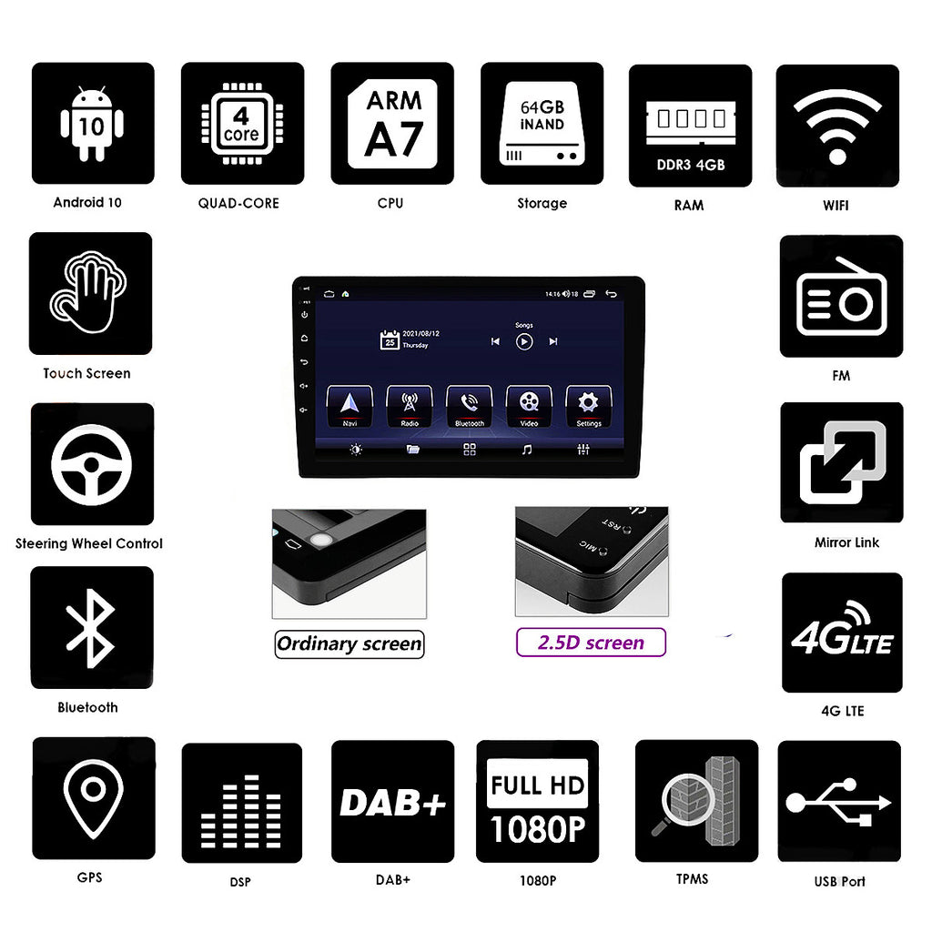 Android 10 Car Radio for Hyundai TUCSON 2021 IPS Screen 10 Inch Rom 2GB 32GB Car Video Multimedia Player Support GPS 4G Network Carplay DSP Android Screen TS18 XY-105