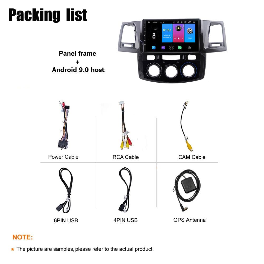 Android 10 Car Radio for Toyota Hilux 2014-2015 IPS Screen 9 Inch Rom 2GB 32GB Car Video Multimedia Player Support GPS 4G Network Carplay DSP XY-060