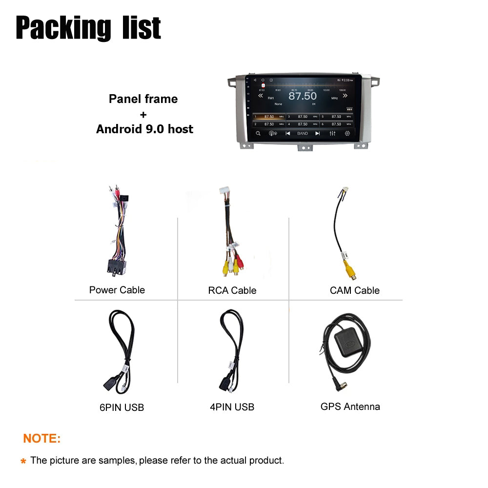 Android 10 Car Radio for Toyota Land Cruiser 2004-2006 IPS Screen 9 Inch Rom 2GB 32GB Car Video Multimedia Player Support GPS 4G Network Carplay DSP Android Screen TS18 XY-066