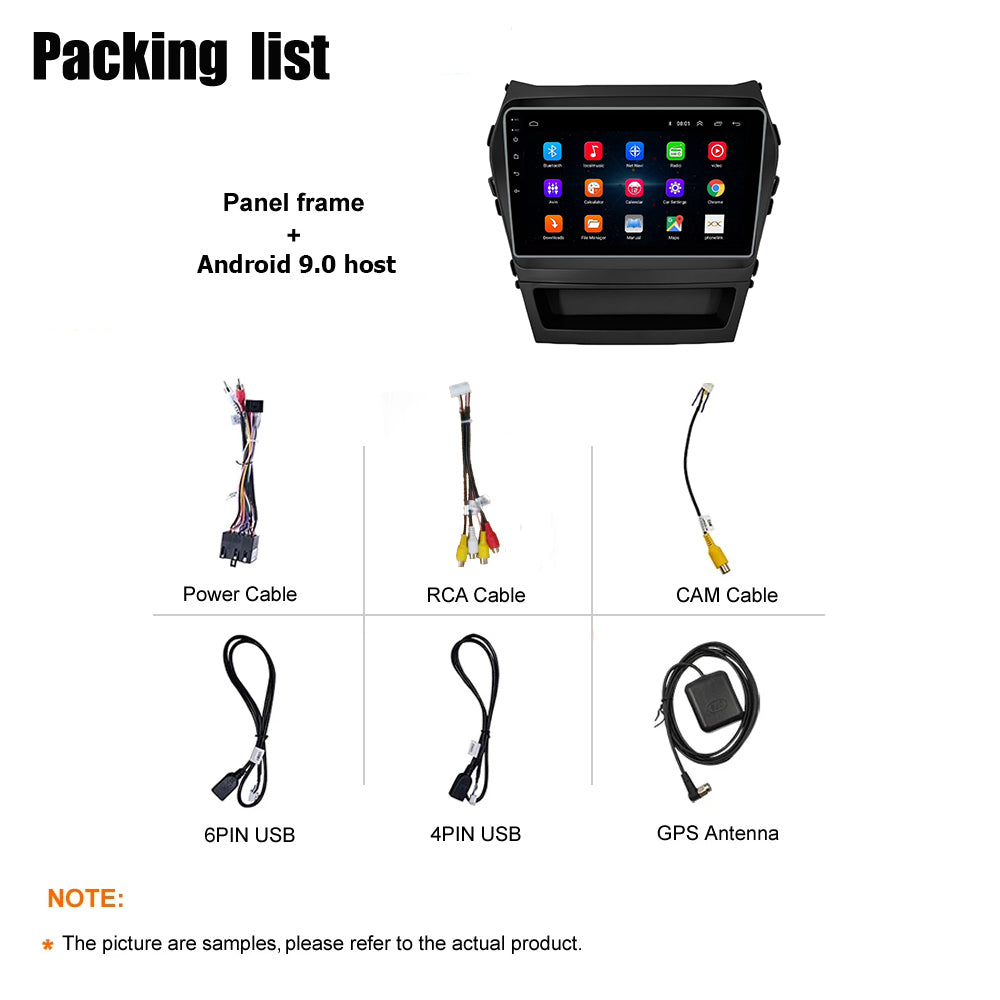 Android 10 Car Radio for Hyundai SANTAFE 2012-2019 IPS Screen 9 Inch Rom 2GB 32GB Car Video Multimedia Player DVD Video Navigation Support GPS 4G Network Carplay DSP Android Screen TS18 XY-079